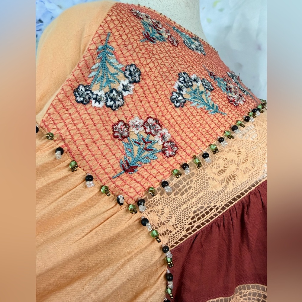 Bohemian Floral Patchwork Pleated Unconventional … - image 7